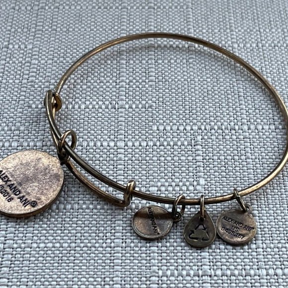 Alex And Ani Women Bracelet Gold Tone Initial LETTER A Wristband Wrist Jewelry - Picture 5 of 10